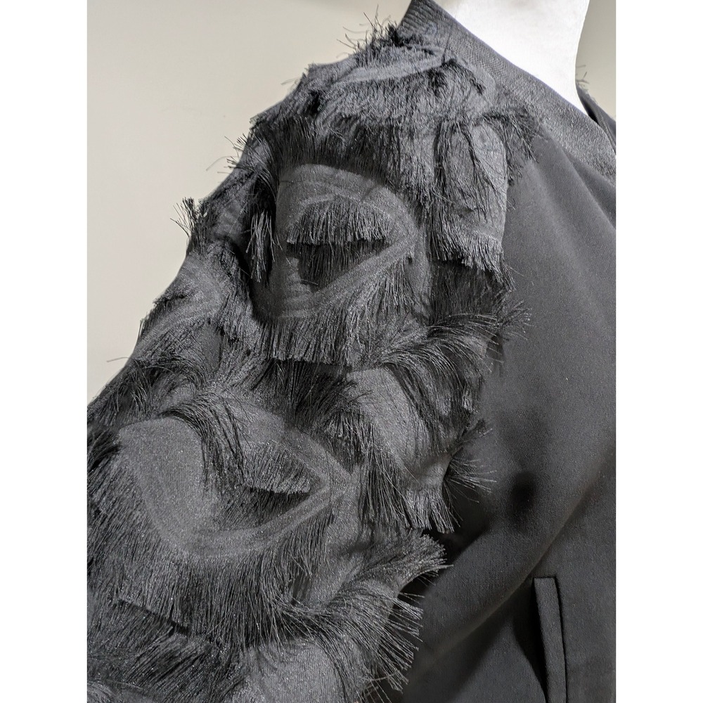 Zara Basic Collection Black Bomber Jacket Fringe … - image 4